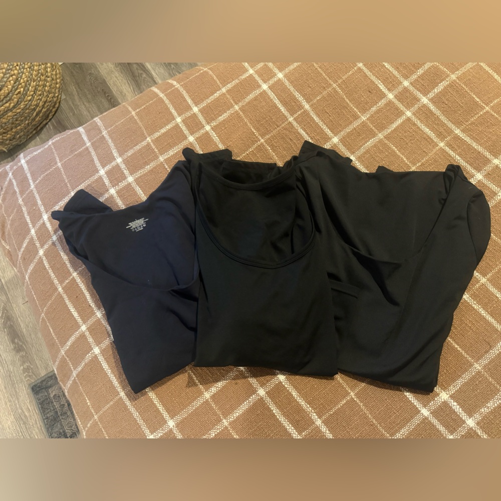 Set of 3 black Long Sleeve fitted Crop Tops M/L